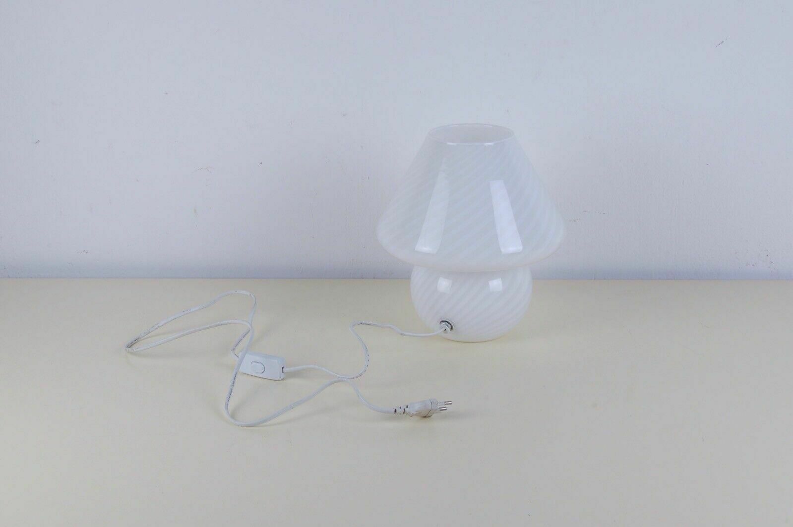 Abat Jour 70s Design Table Lamp In White Murano Glass, Venini Style photo buy