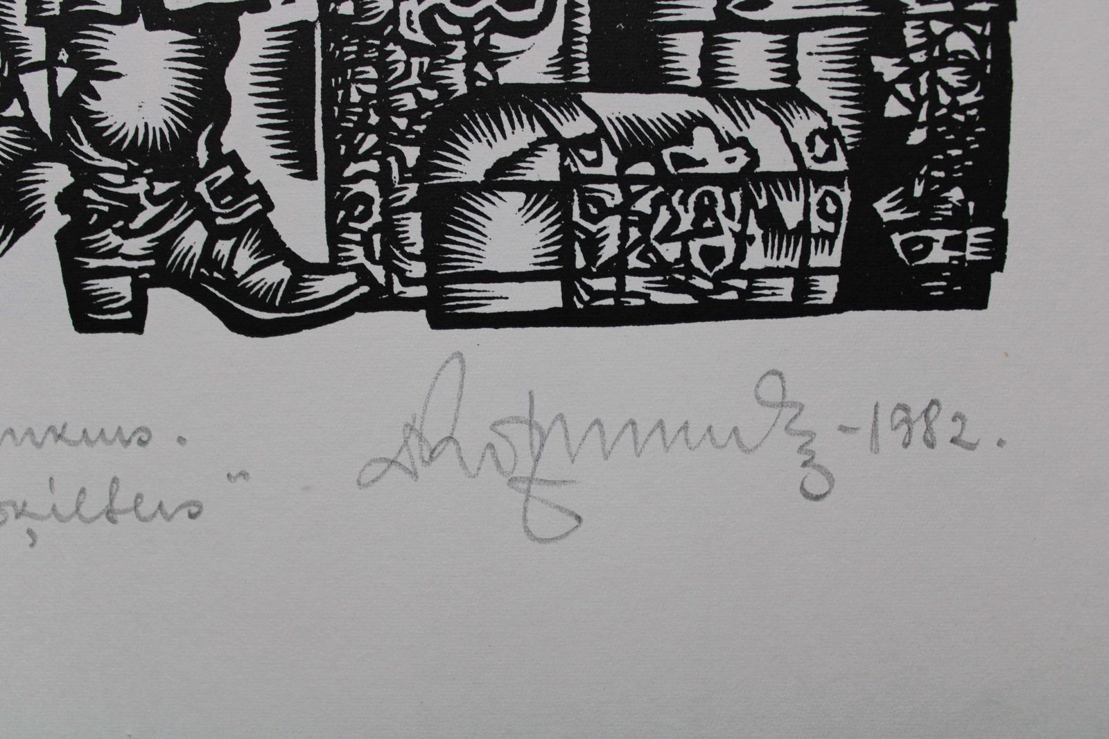 Dainis Rozkalns Lord Of The Manor. 1982. Paper, Linocut, 1982 photo furniture
