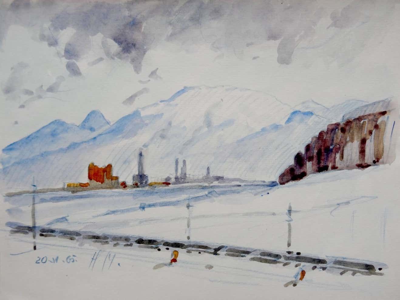 Herberts Mangolds Winter Landscape 1965, Paper/Watercolour.,