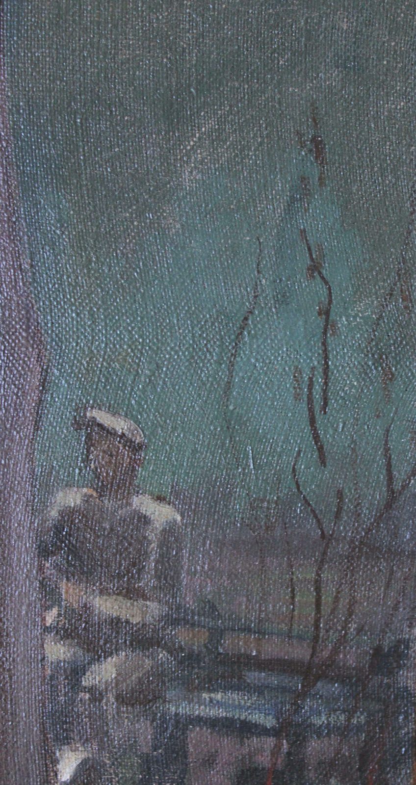 photo furniture Jekabs Bine Afternoon. Workers With Lorry By The River. Oil On Canvas