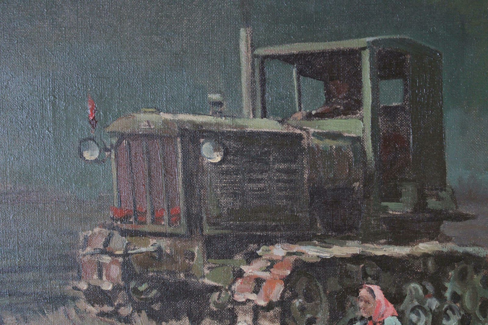 photo vinterior Jekabs Bine Afternoon. Workers With Lorry By The River. Oil On Canvas