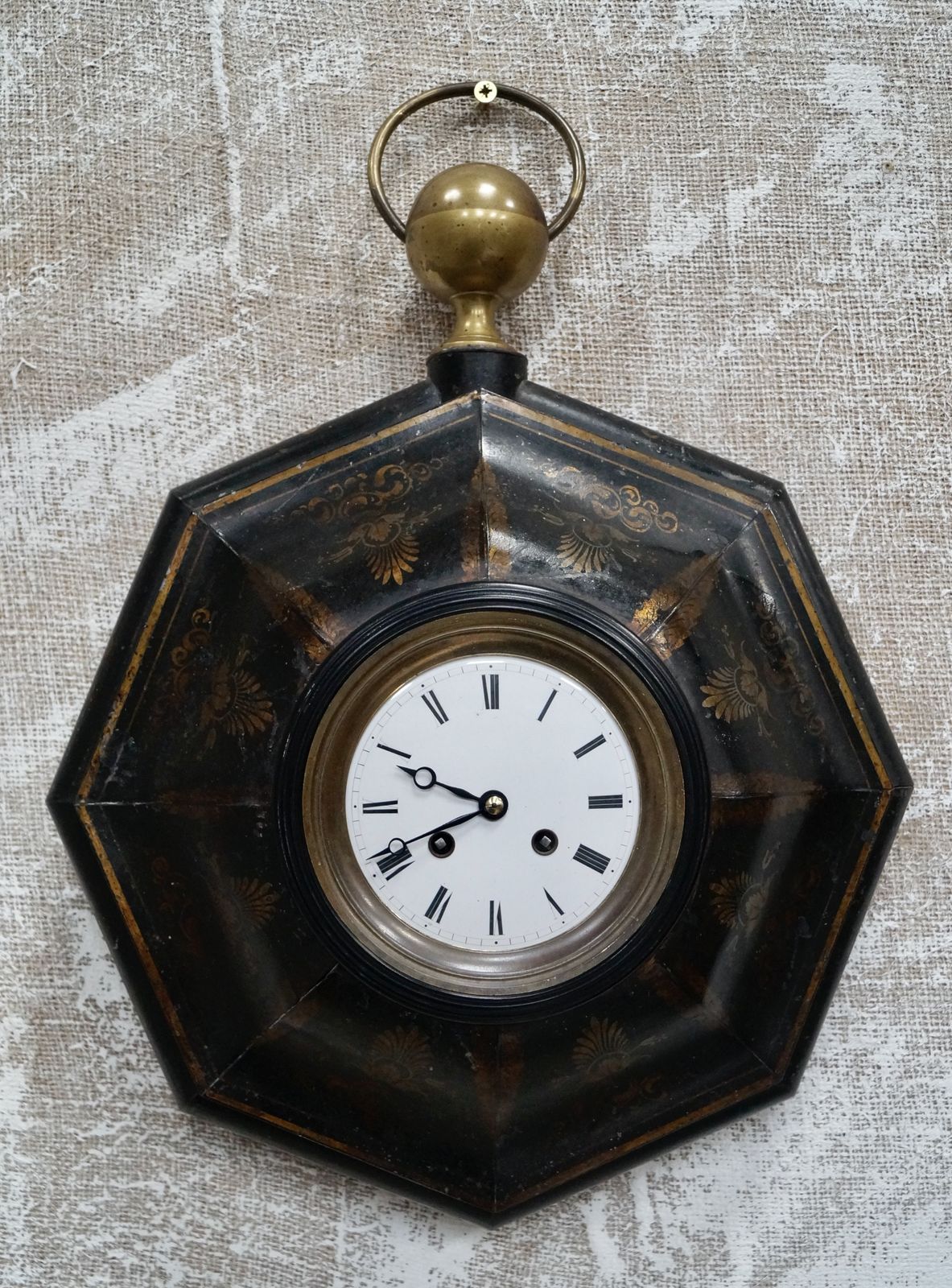Antique French Tolewear Clock, 1800s photo furniture