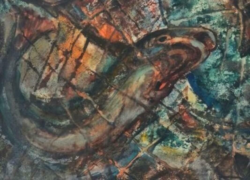 Aleksandrs Zviedris Composition With Fishes. 1976, Watercolour On Paper 1976 photo Art