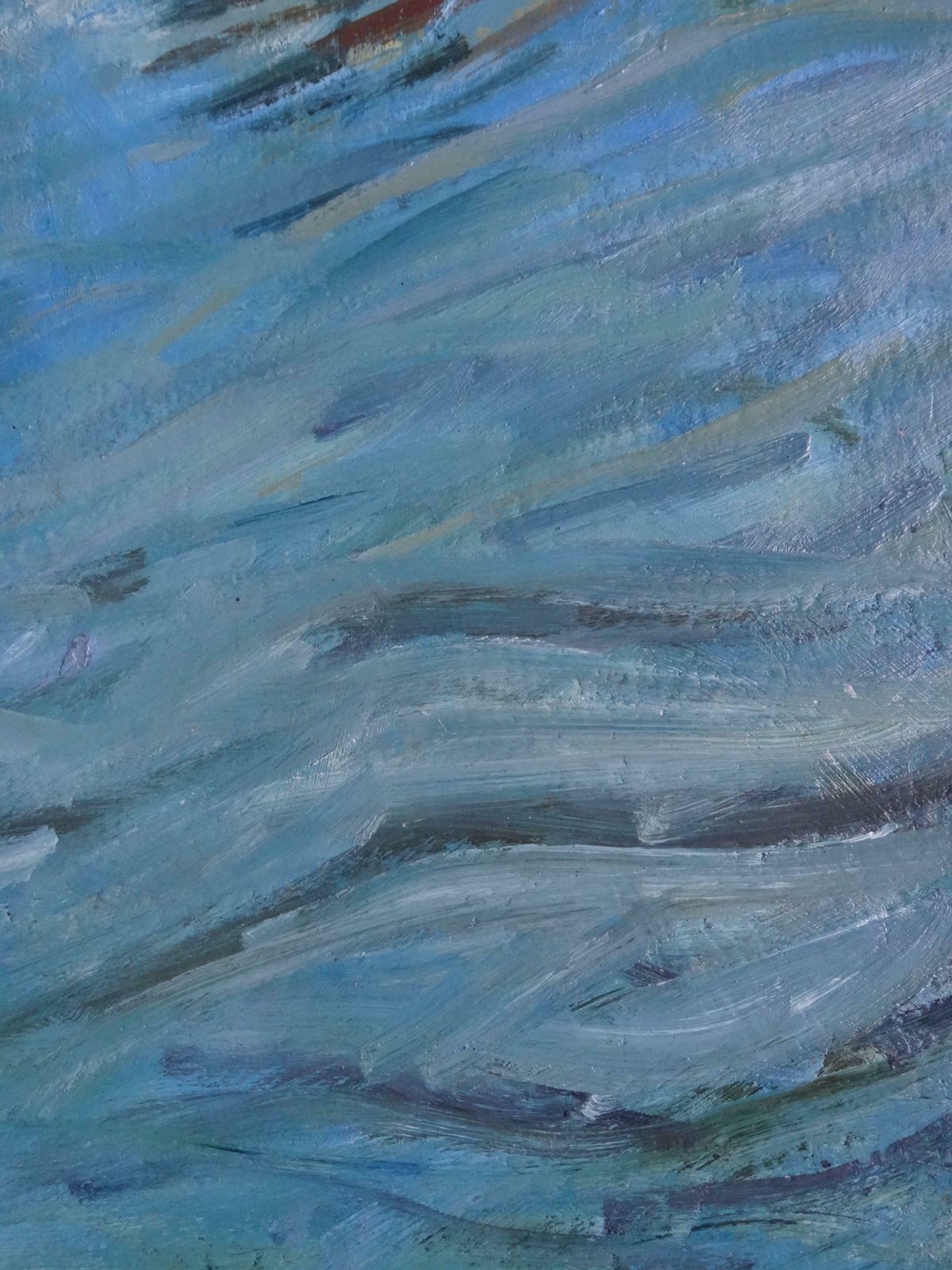 Alvis Zemzaris Boat On The River Bank. Oil On Cardboard, photo Art
