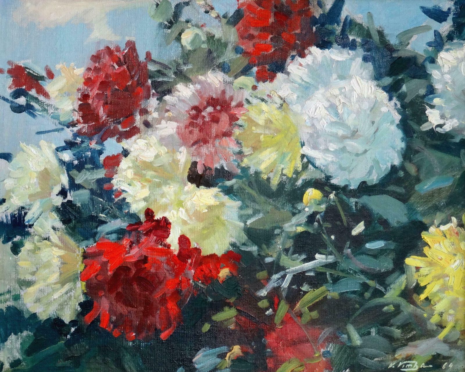 Voldemars Vimba The Flowers. Colourful Asters. 1964. Oil On Canvas, Board, 1950