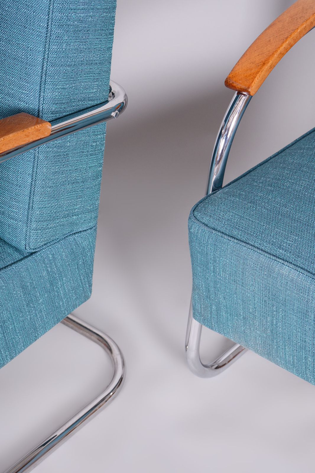 Set Of Two Restored Blue Armchairs By Mucke Melder, Czechia, 1930s photo Furniture