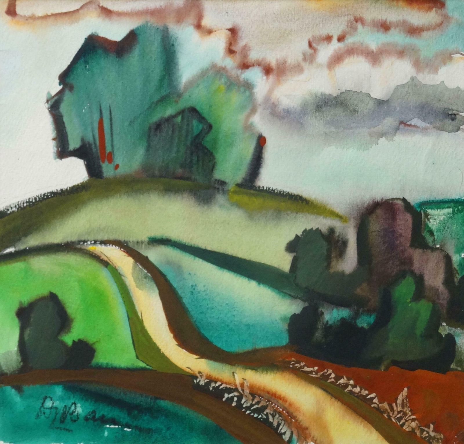 Dzidra Bauma Countryside. 1990. Paper, Watercolour,