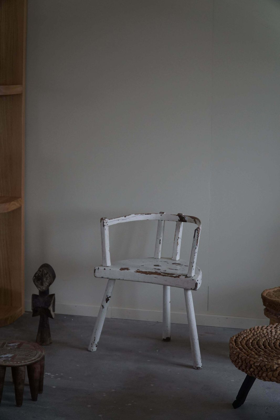 Decorative White Painted Armchair, Wabi Sabi, Early 20th Century photo for sale