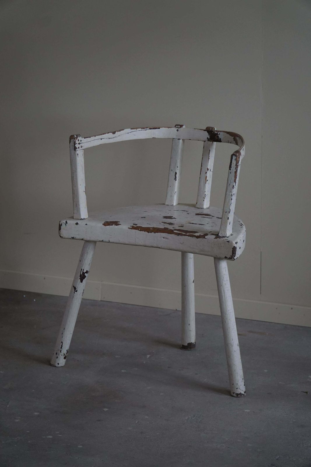 Decorative White Painted Armchair, Wabi Sabi, Early 20th Century photo vintage