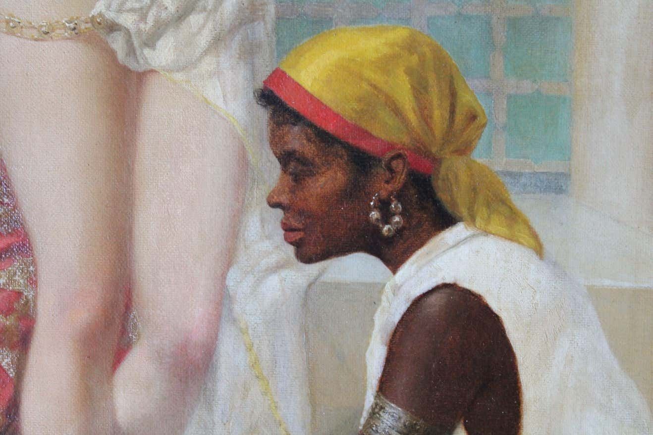 photo vintage Vinsent G. Stiepevich The Bath. Late 19th Century. Oil On Canvas,