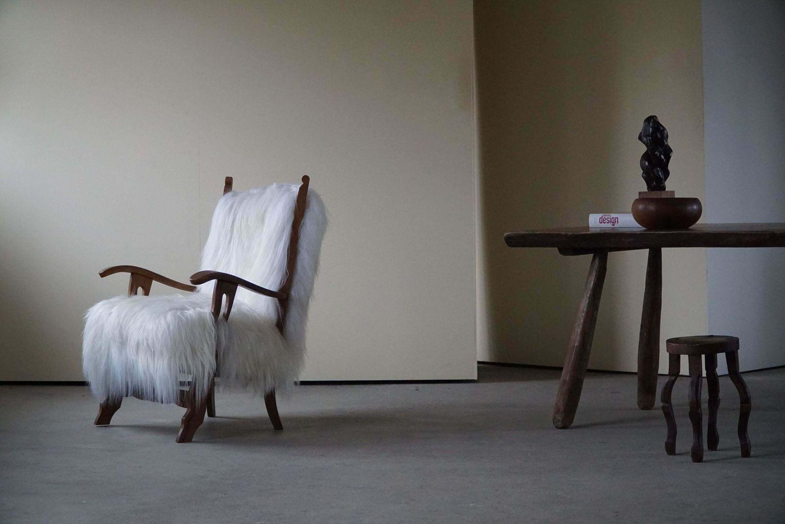 Henning Kjærnulf, Armchair Reupholstered In Longhaired Icelandic Sheepskin, 1950 photo buy