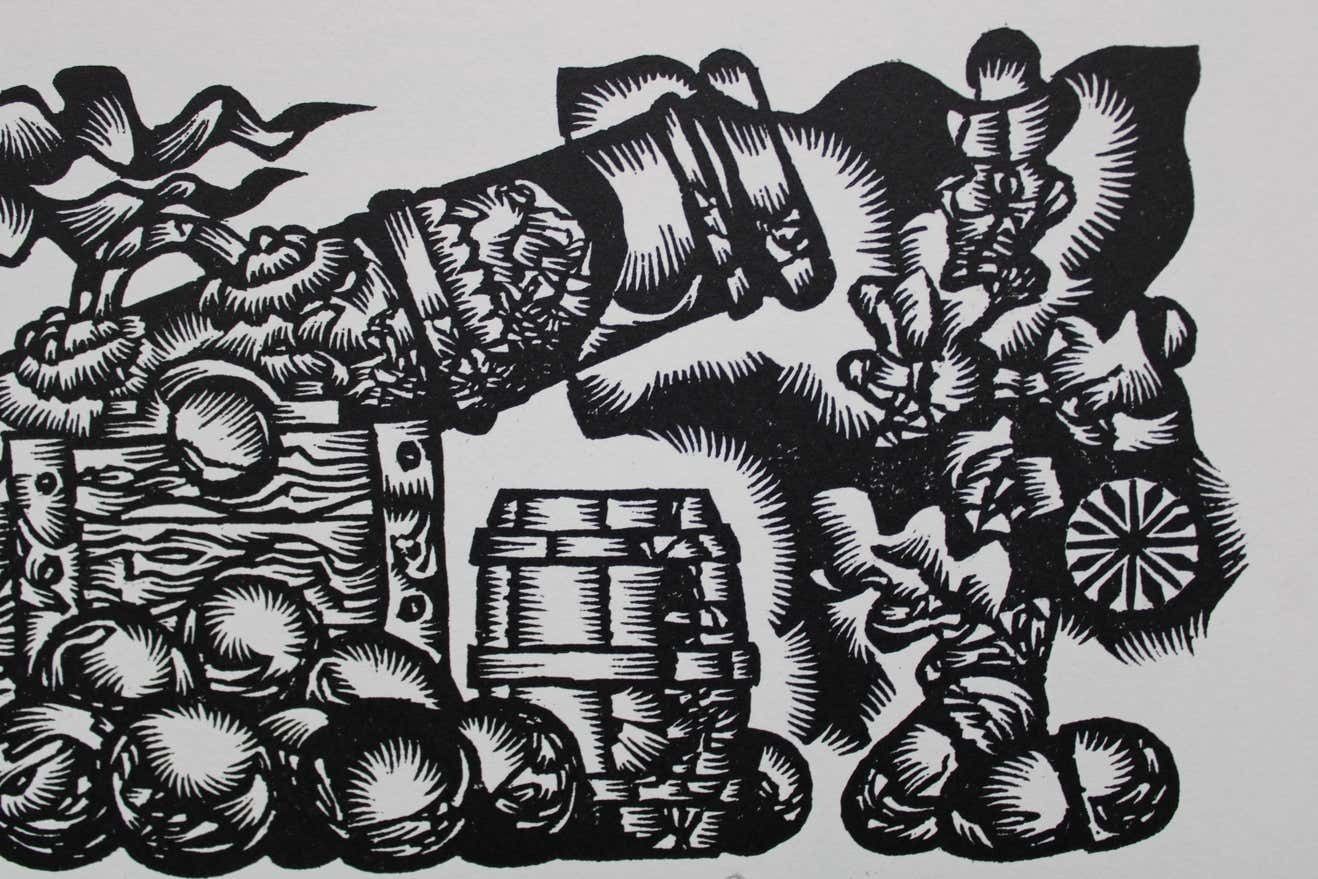 Dainis Rozkalns Battle. 1982. Paper, Linocut photo 174.0