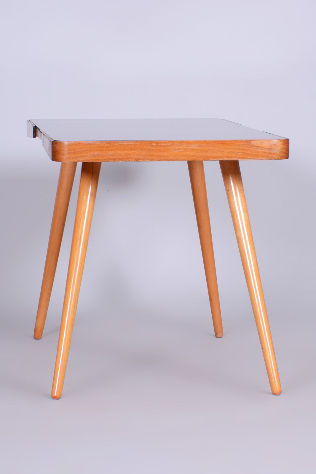 Original Coffee Table By Interier Praha, Beech, Opaxit Glass, Czechia, 1960s photo for sale