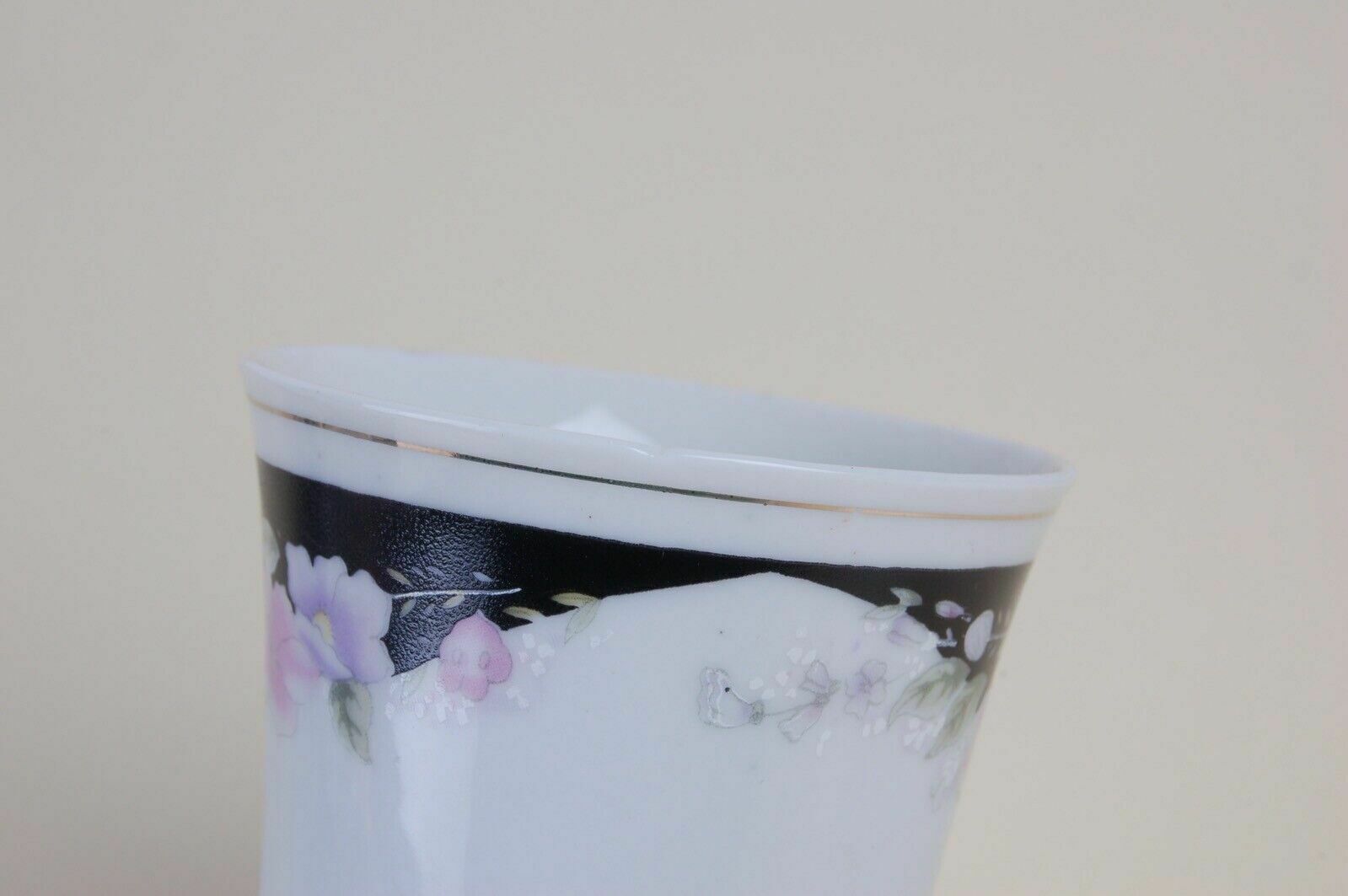 Home Decor Vintage Hand Painted Ceramic Coffee Service Made In China Black Floral 12 Prs photo