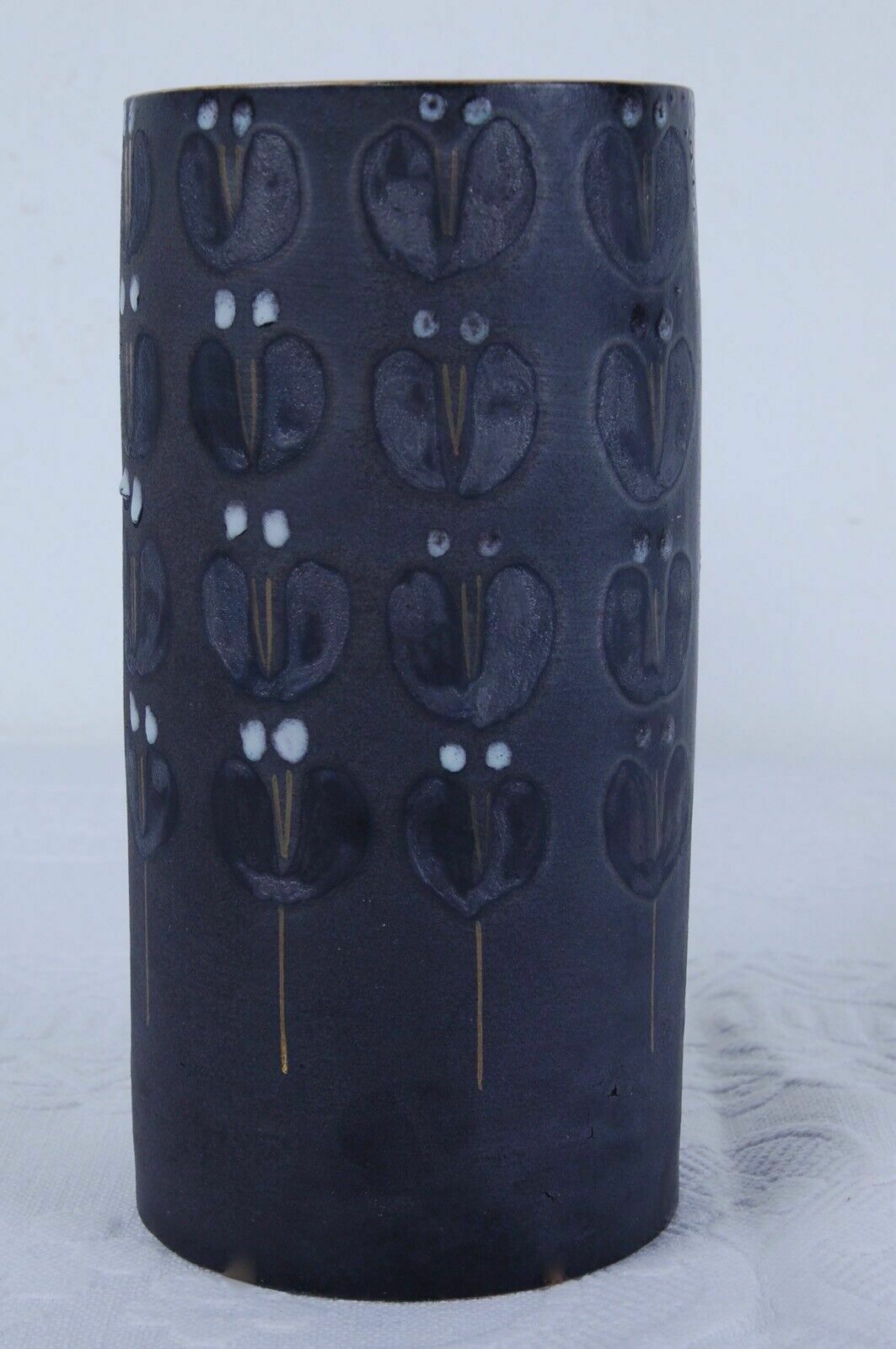 Glazed Terracotta Vase Design Pompeo Pianezzola Nove Bassano Black Flowers Decoration photo Home Decor