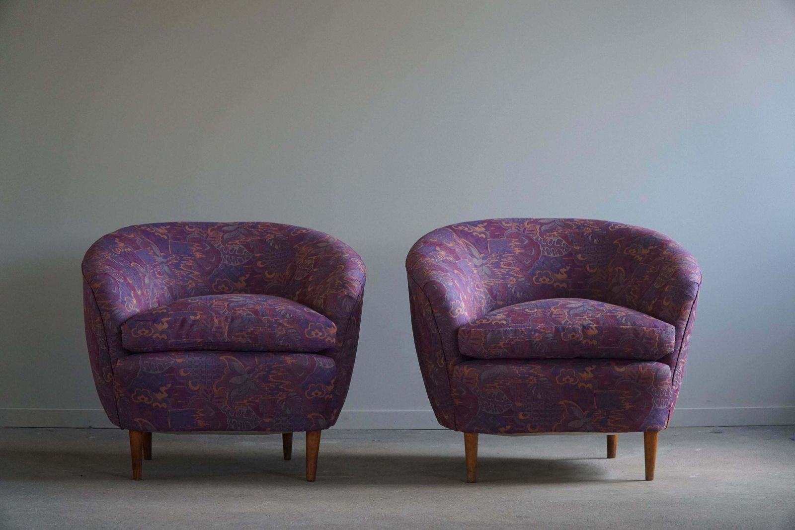 Gio Ponti, Casa E Giardino, A Pair Of Lounge Chairs, Reupholstered, 1940s photo furniture