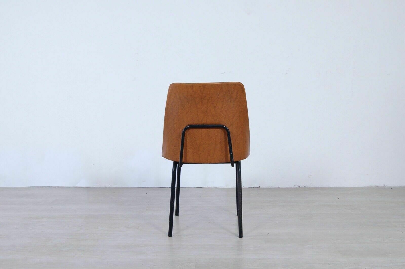 1950s Design Armchair In Iron And Brown Skay, Comfortable Vintage Seat photo vinterior
