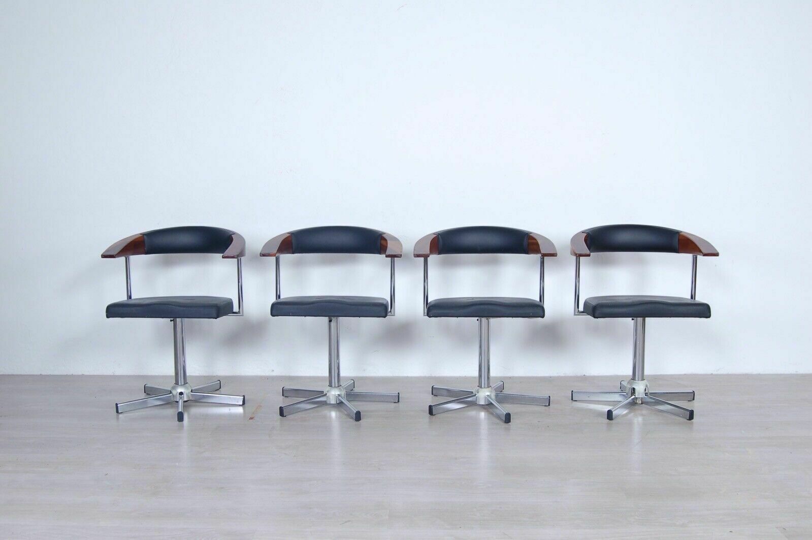 Chairs With Armrests Maletti Armchairs Design 90s Steel Leather Wood photo furniture