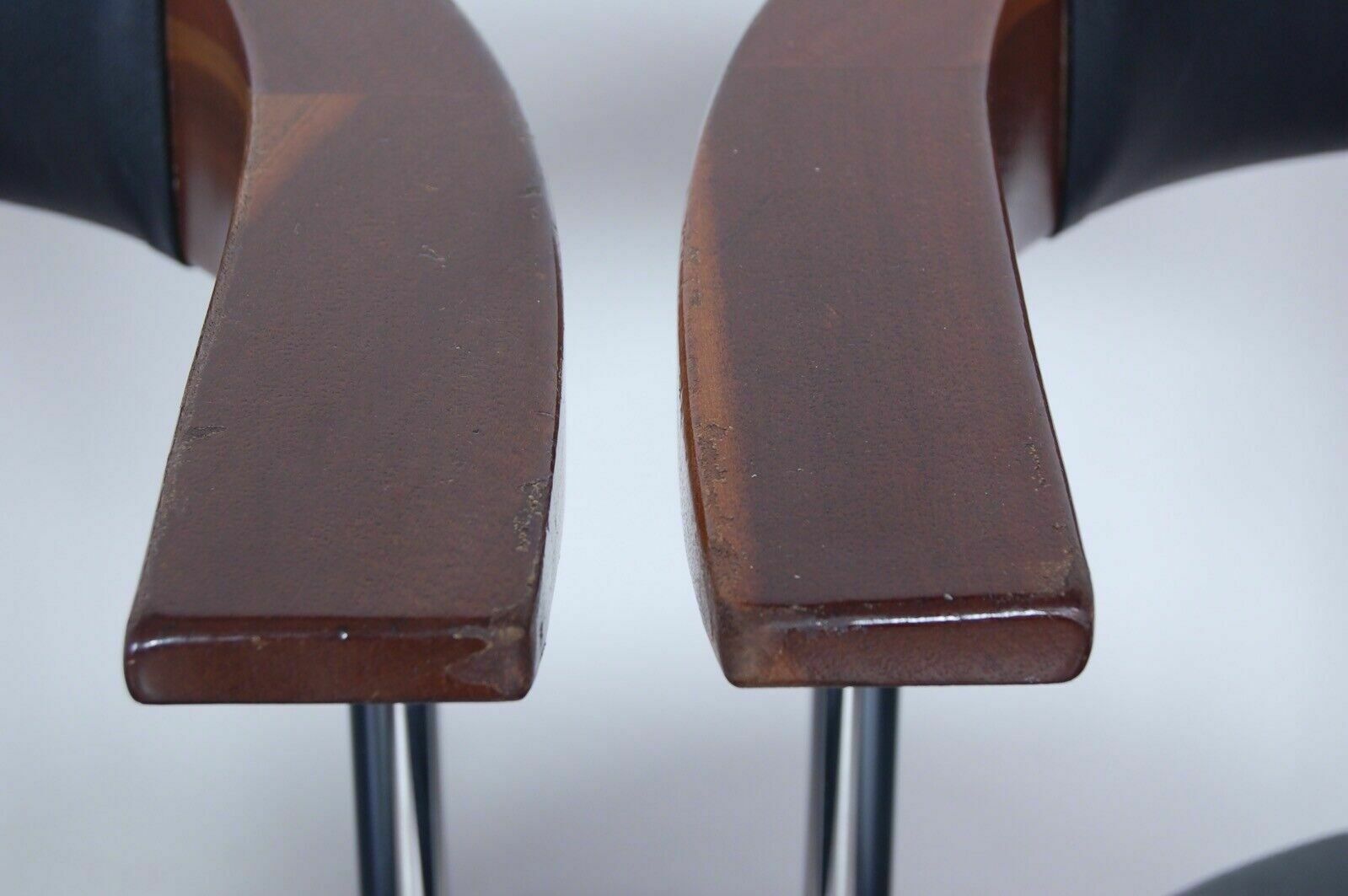 Chairs With Armrests Maletti Armchairs Design 90s Steel Leather Wood photo vintage