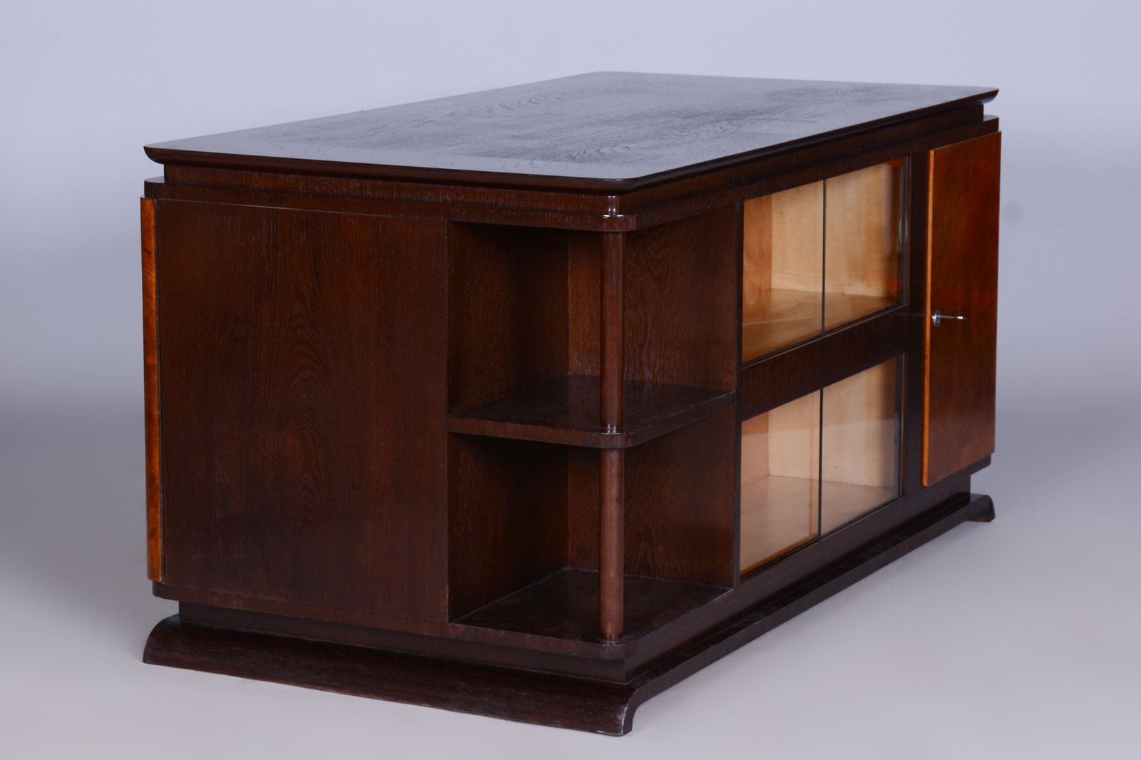 Restored Artdeco Oak Ash Writing Table, Revived Polish, Czechia, 1930s photo furniture