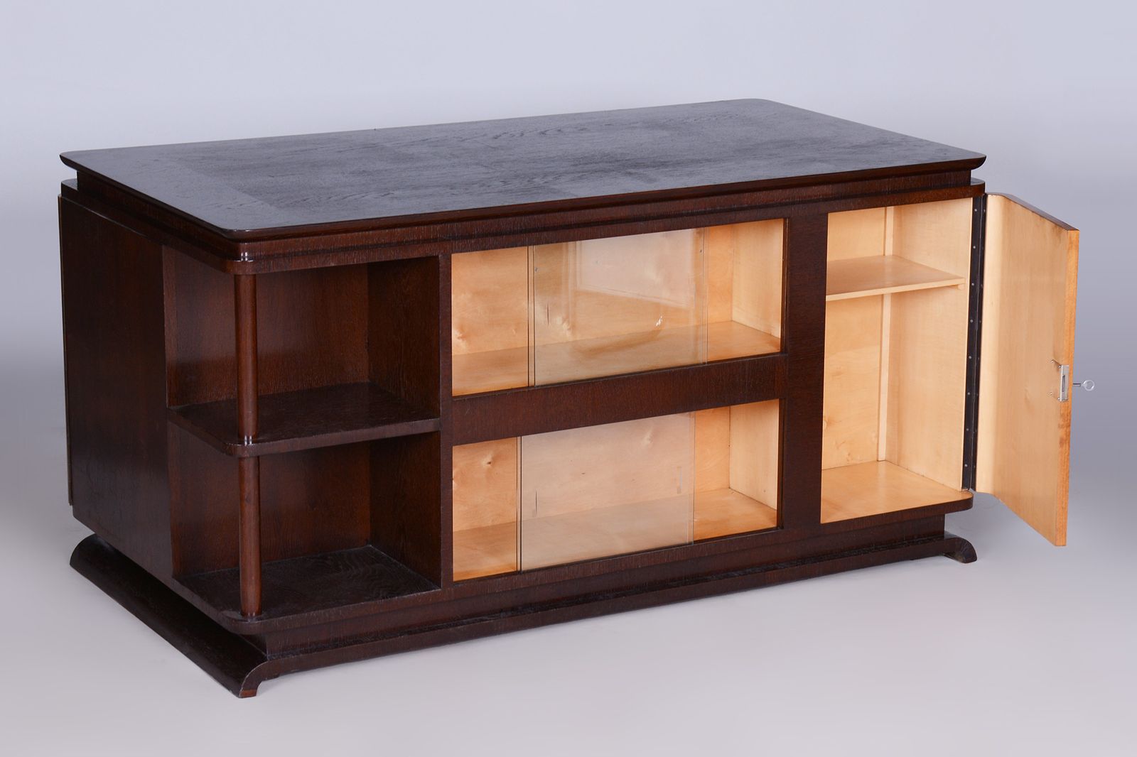 Restored Artdeco Oak Ash Writing Table, Revived Polish, Czechia, 1930s photo vinterior