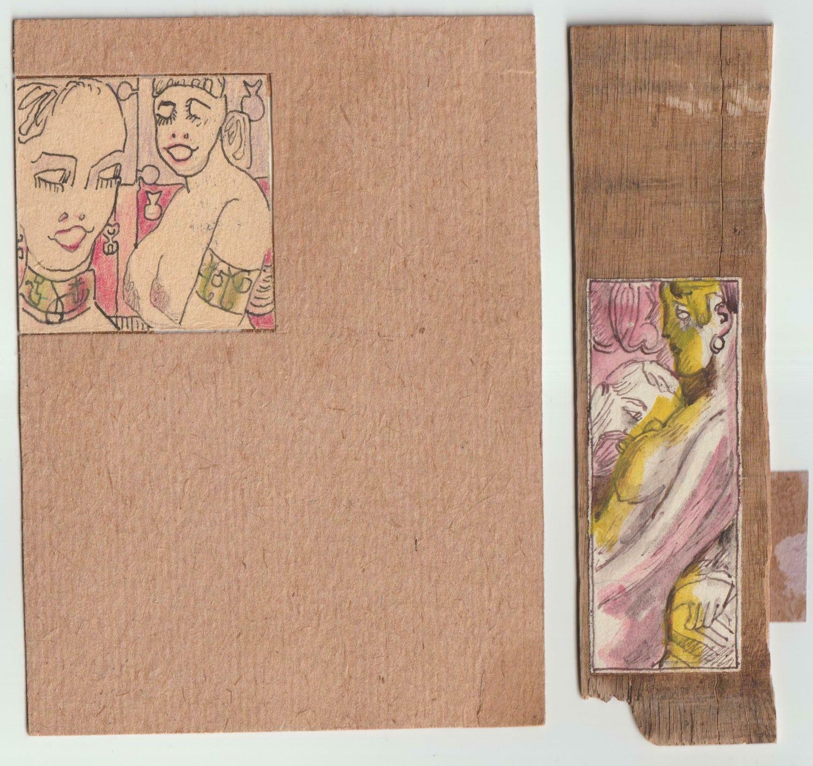 Erotic Motives 2.Pcs Paper Cardboard Mixed Media Art photo furniture