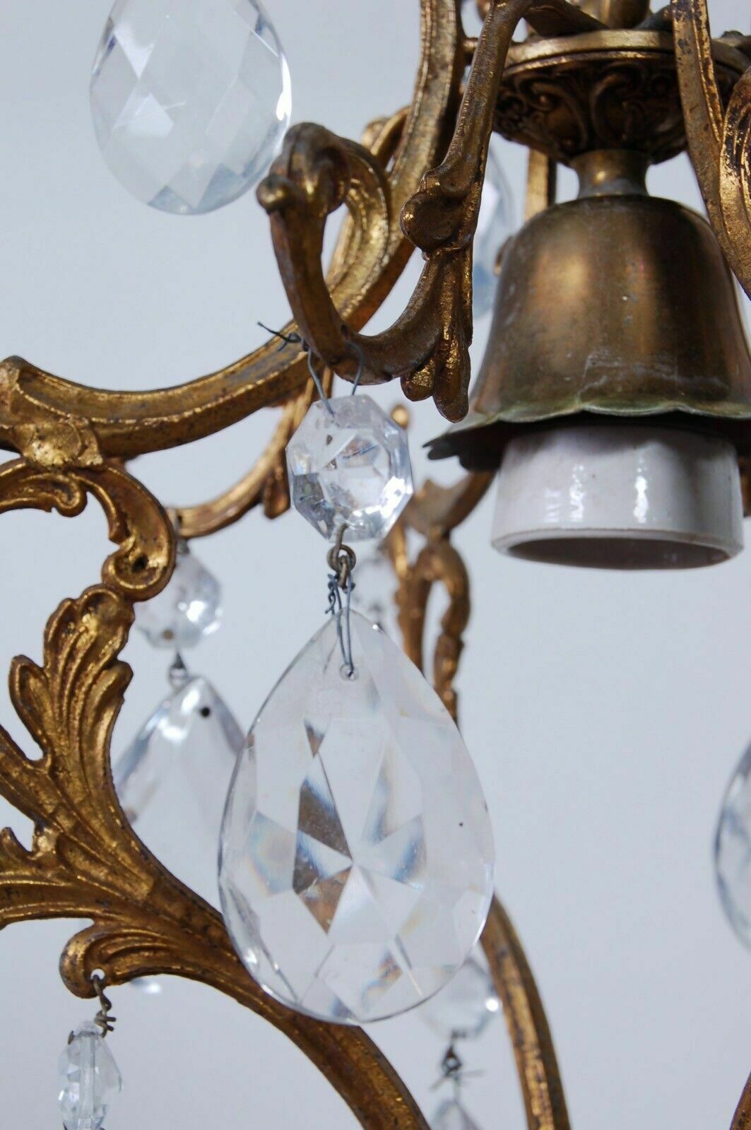 Lighting Old Chandelier Pendant Drops Vintage 1930s Design Home Furnishing. photo