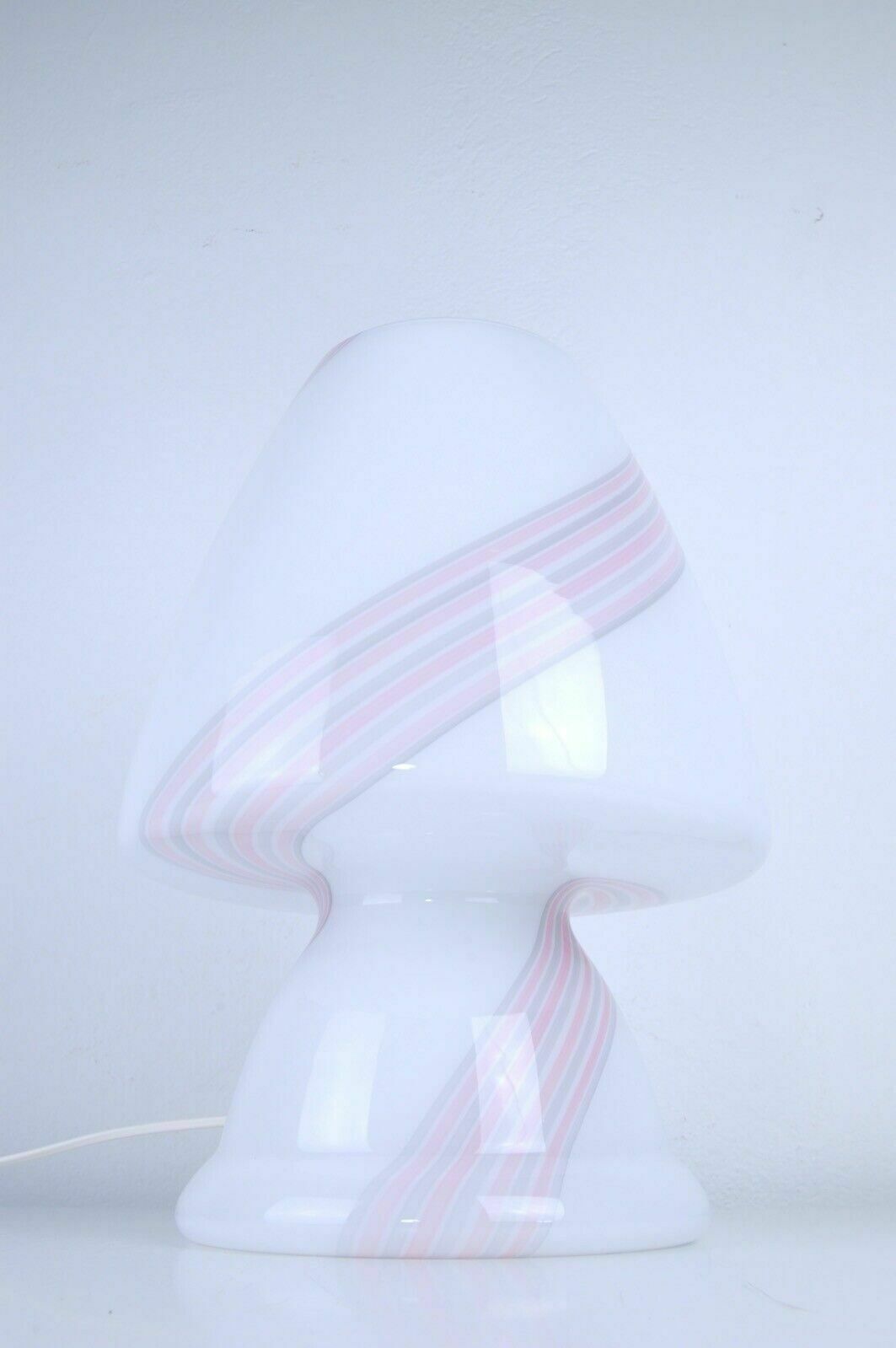 Lighting Maestri Muranesi Table Lamp, Design From The 70s And 80s, With A Mushroom In White And Pink Murano Glass photo