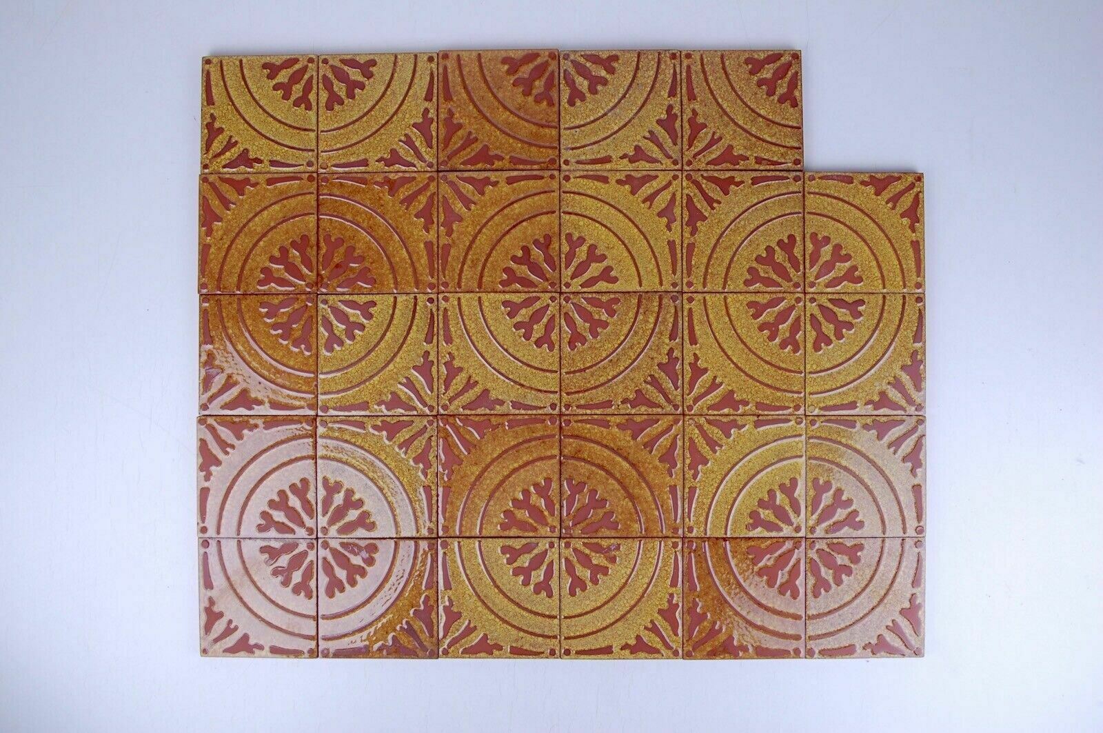 29 Vintage Cavallini Tiles, Ocher And Brick.
