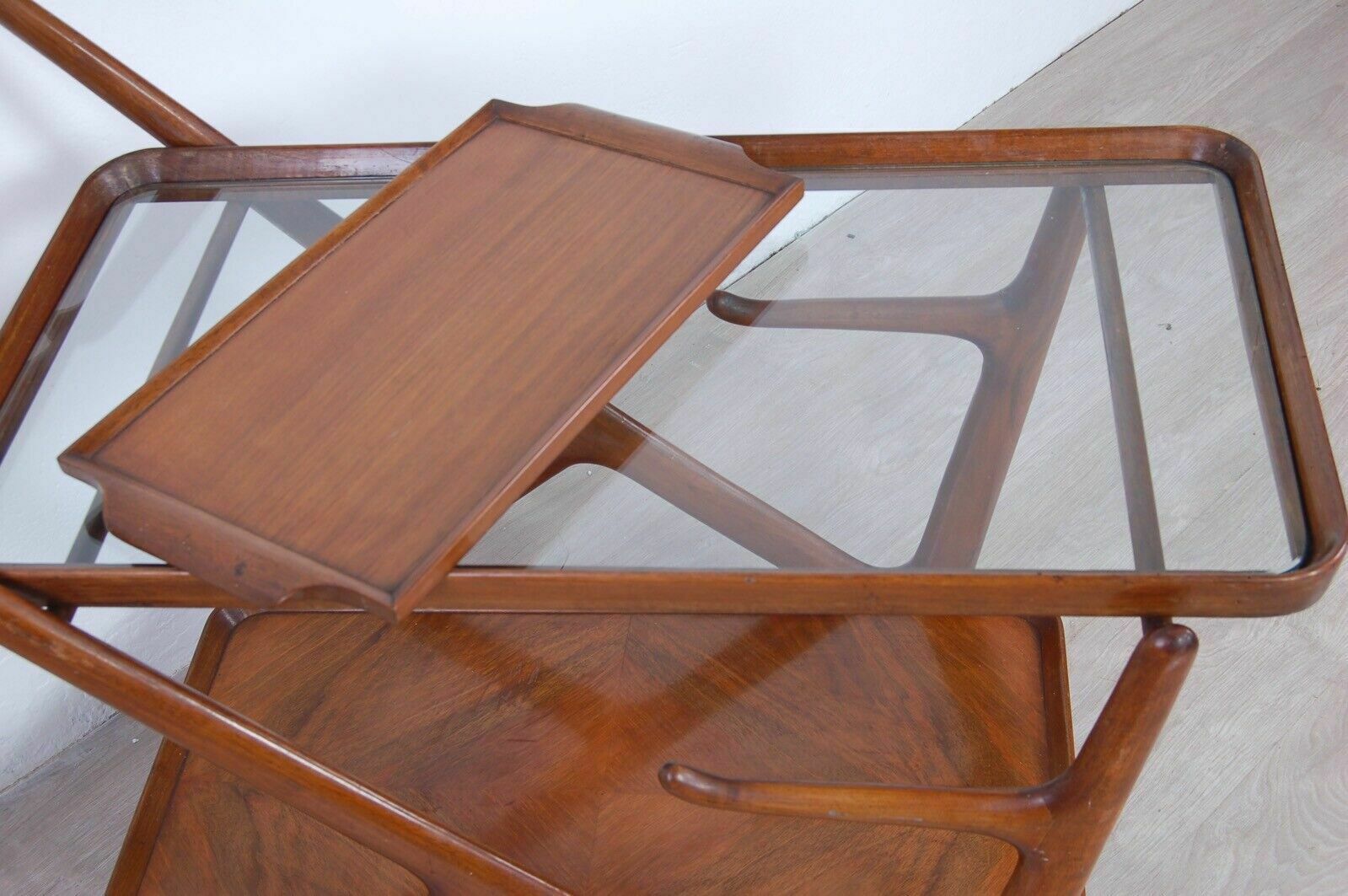 photo for sale Cesare Lacca For Cassina Bar Trolley With Beech Wood Design From The 1950s