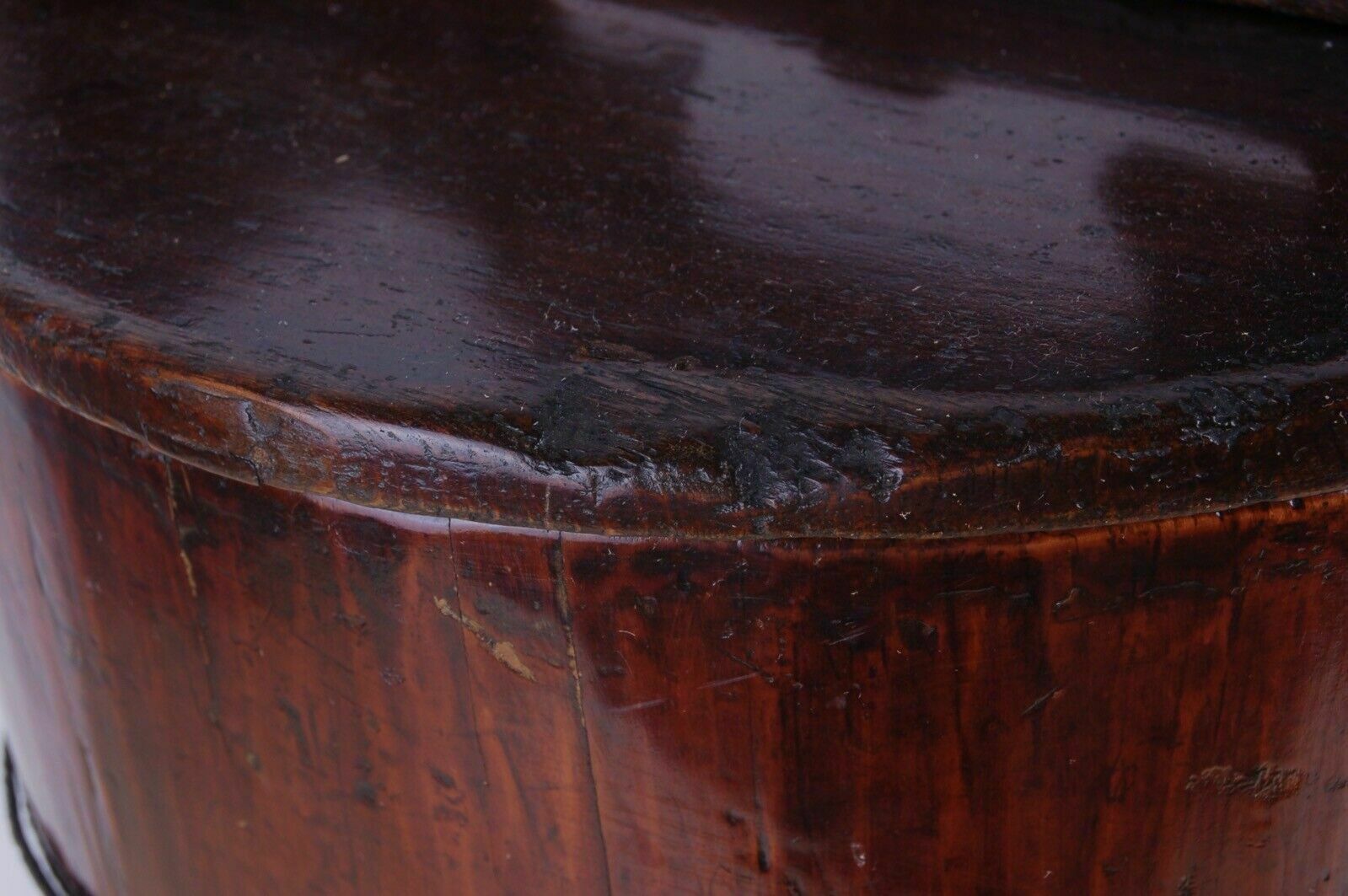 Home Decor Antique Bucket With Lid Old Wooden Sugar Bin Firkin photo