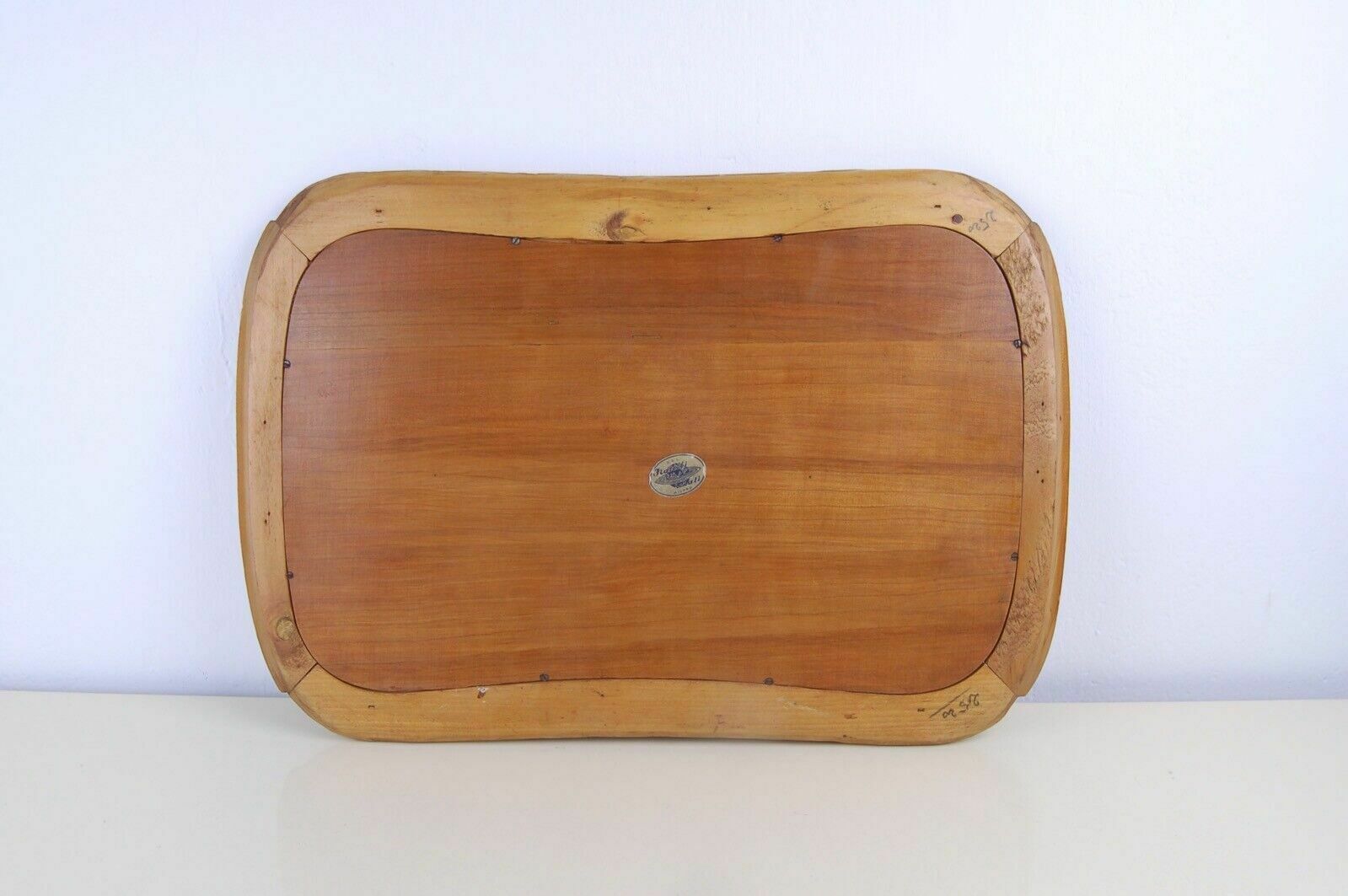 photo furniture Wooden Tray Worked In Various Essences And Fratelli Cerati Glass From The 60s And 70s