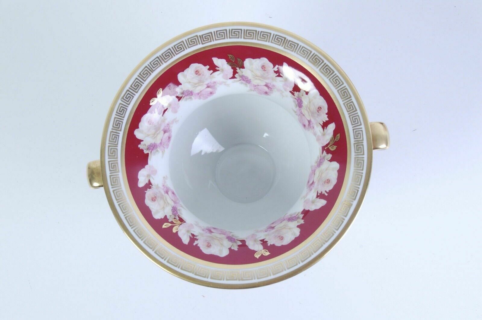 Limoges Ceramic Vase, Magenta Ceramic Ornament With Floral Gold Edge photo vinterior