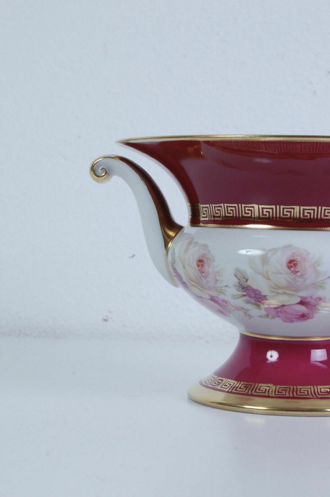 photo furniture Limoges Ceramic Vase, Magenta Ceramic Ornament With Floral Gold Edge