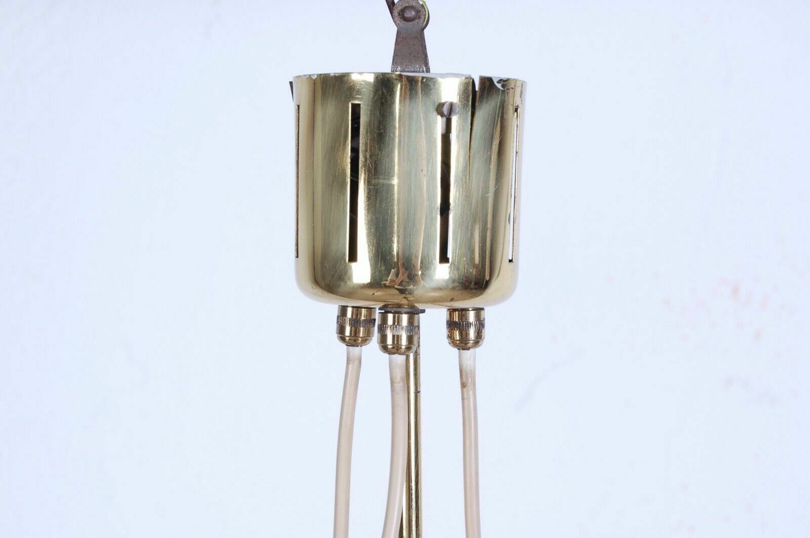 Stilnovo Design Chandelier From The 50s And 60s. Opaline Glass And Brass Ceiling Lamp photo 411.0