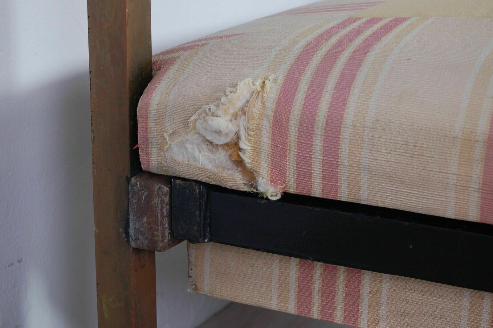 Furniture Antique Single Bed Structure In Brass From The Late 1800s And Early 1900s. Old Headboard photo