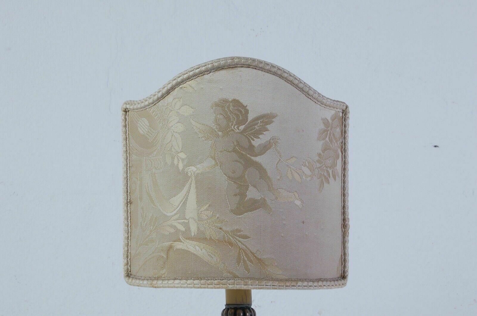 Antique Table Lamp Abat Joure Antique Silver Dolphin Lampshade Putto photo for sale