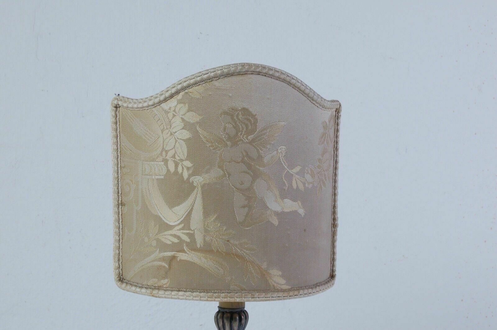 Antique Table Lamp Abat Joure Antique Silver Dolphin Lampshade Putto photo Lighting
