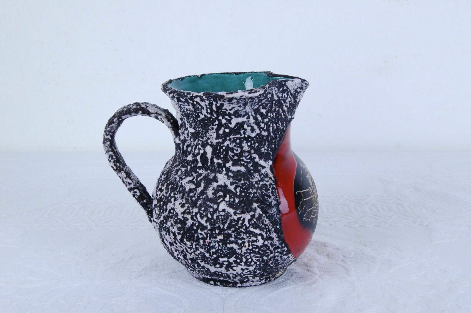 Pitcher Oil Vinegar Table Set Enamelled Lava Stone Memory Of Pompeii In Lava photo vinterior