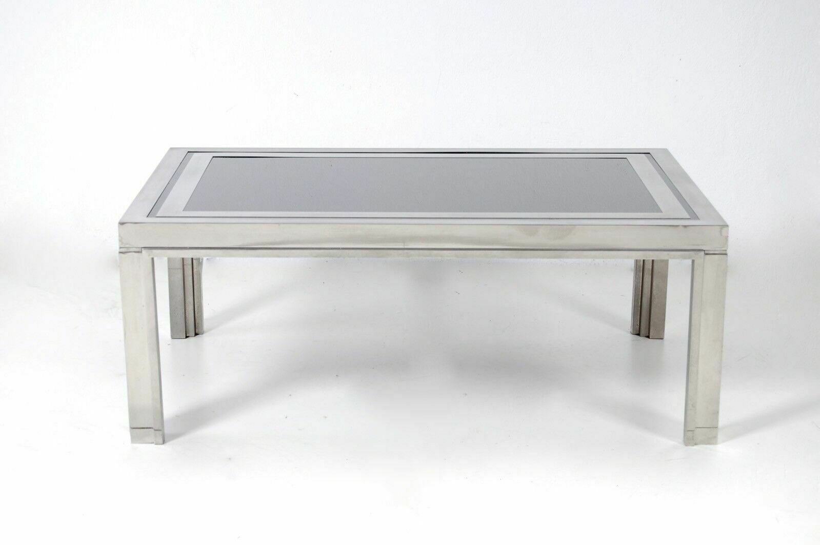 Table, Coffee Table, 70s Design, Steel And Smoked Glass. photo furniture