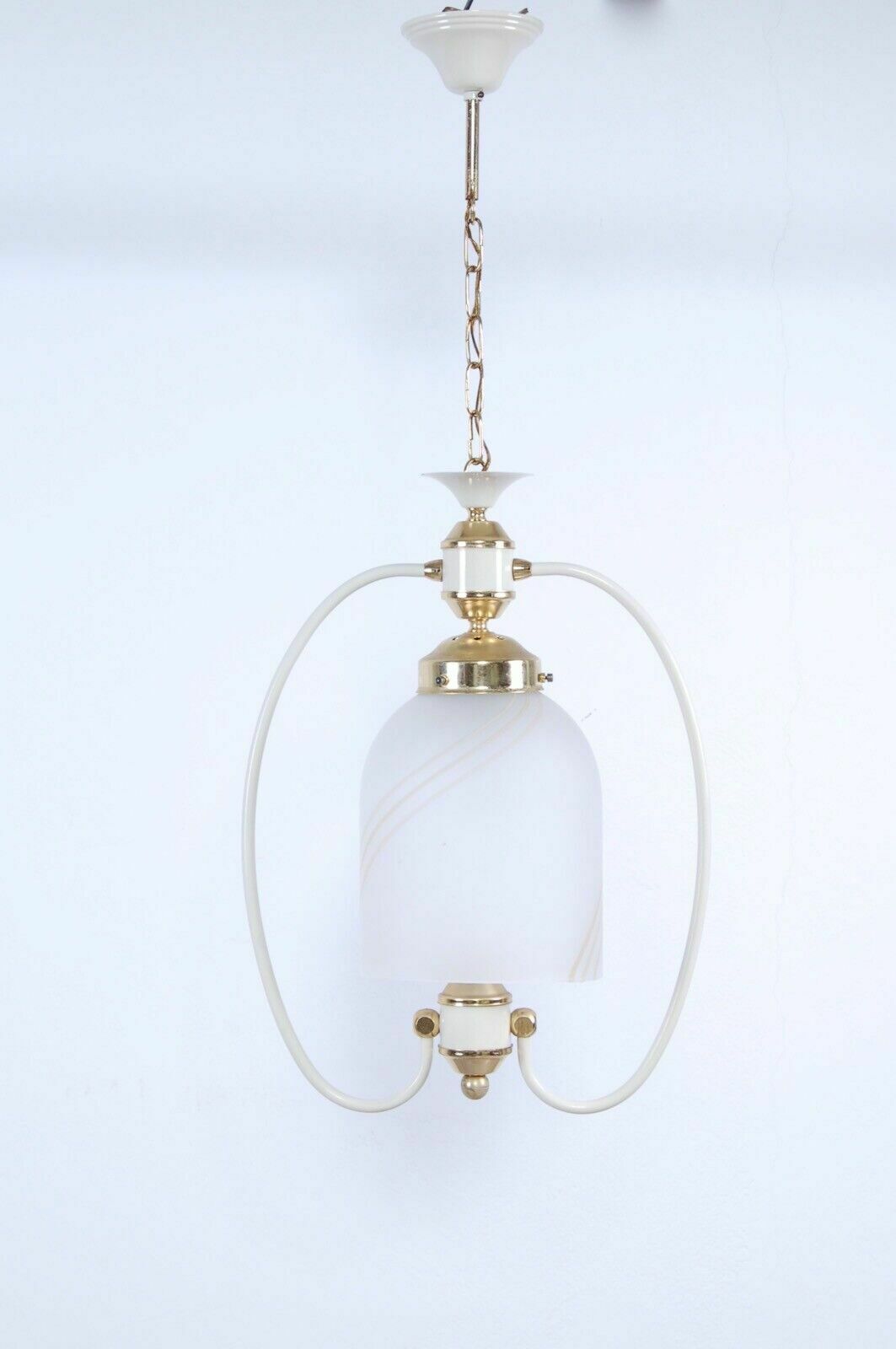Chandelier From The 80s 90s Lampshade In Satin Murano Glass Modern Italy