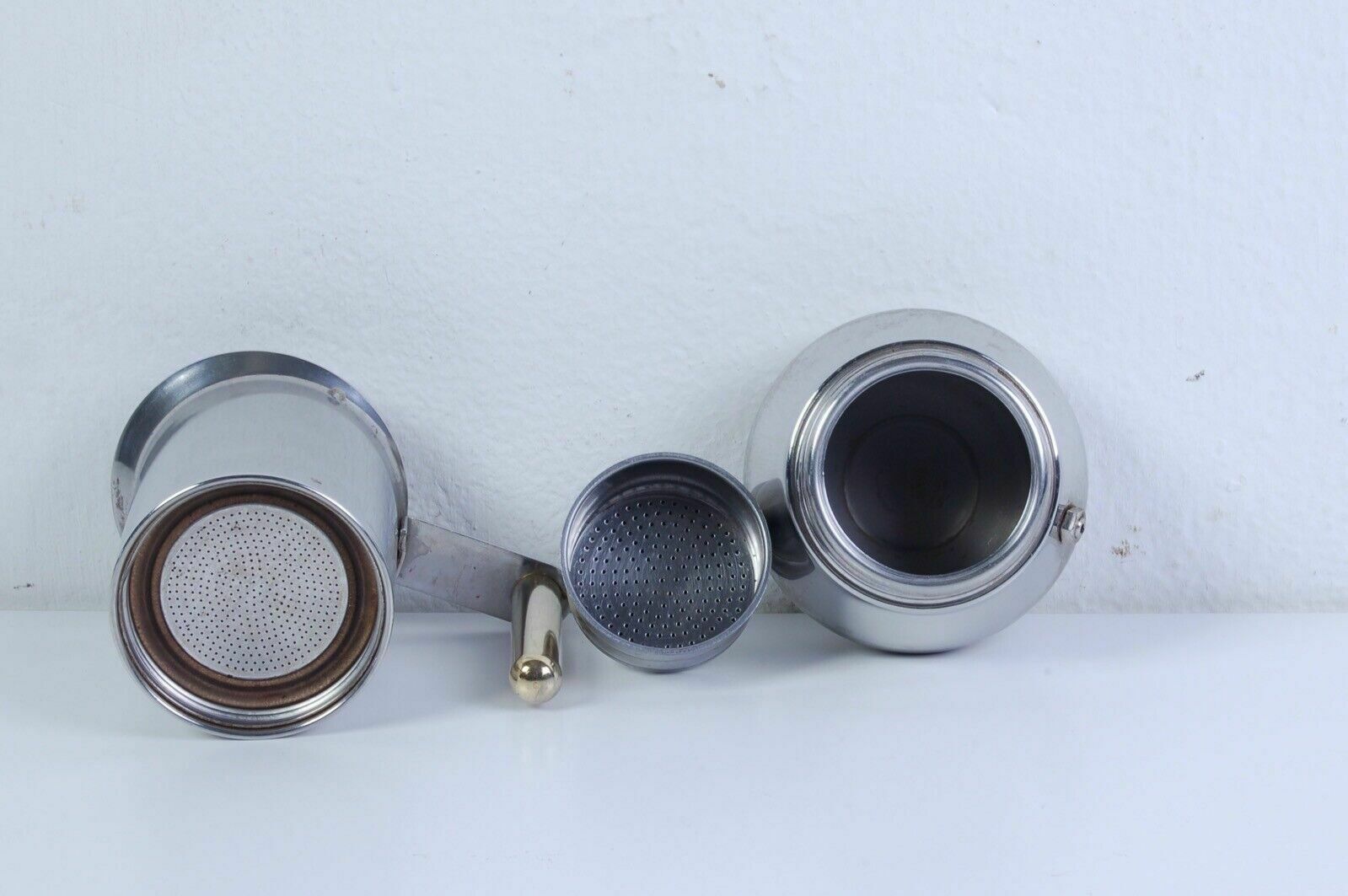 photo furniture Vev Stainless Steel Coffee Maker Made In Italy, Moka Gold Handle Series, 70s