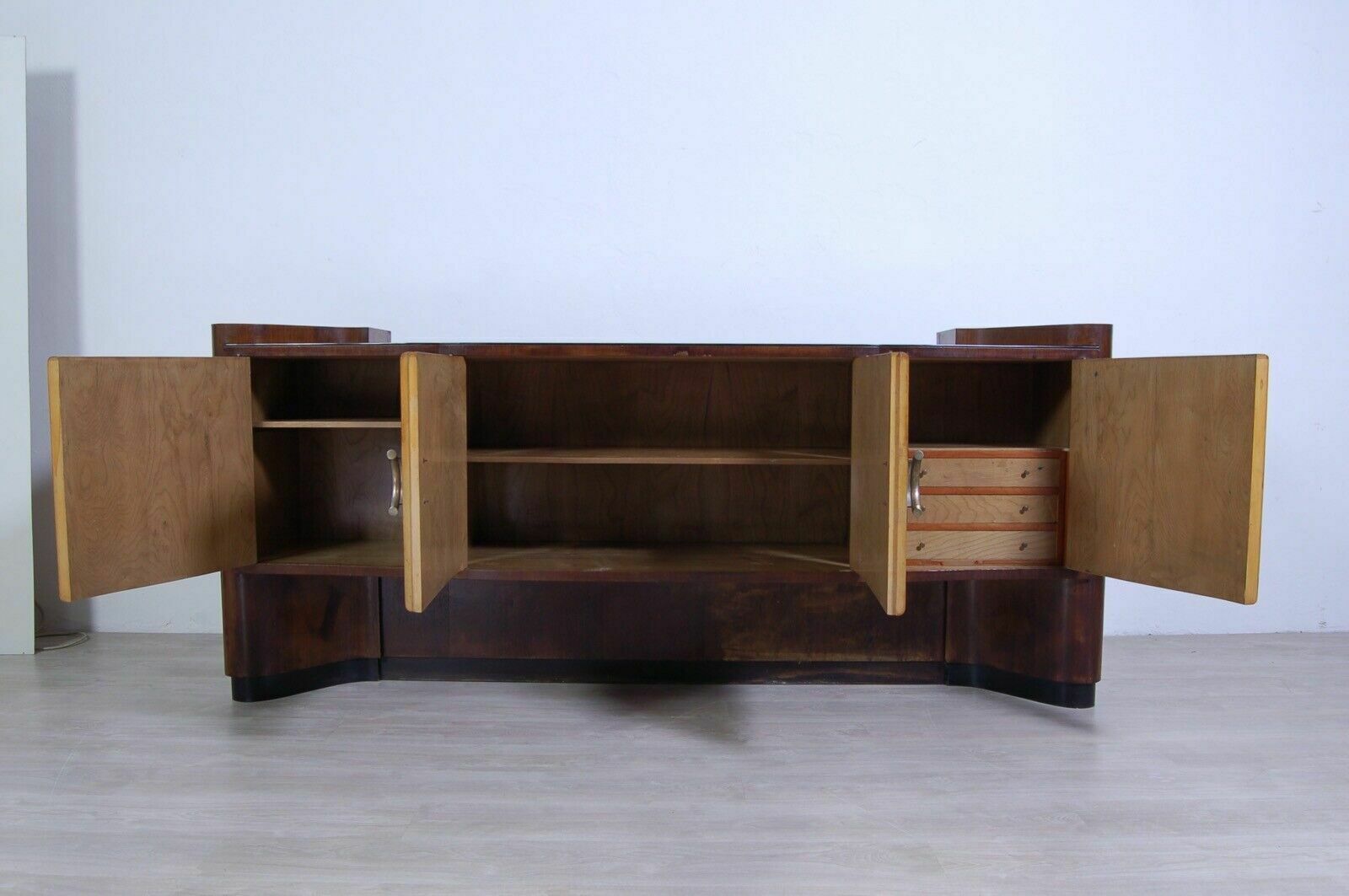 photo furniture Art Decò Sideboard Buffet Briarwood Double Essence Large Mirror With Light 30s