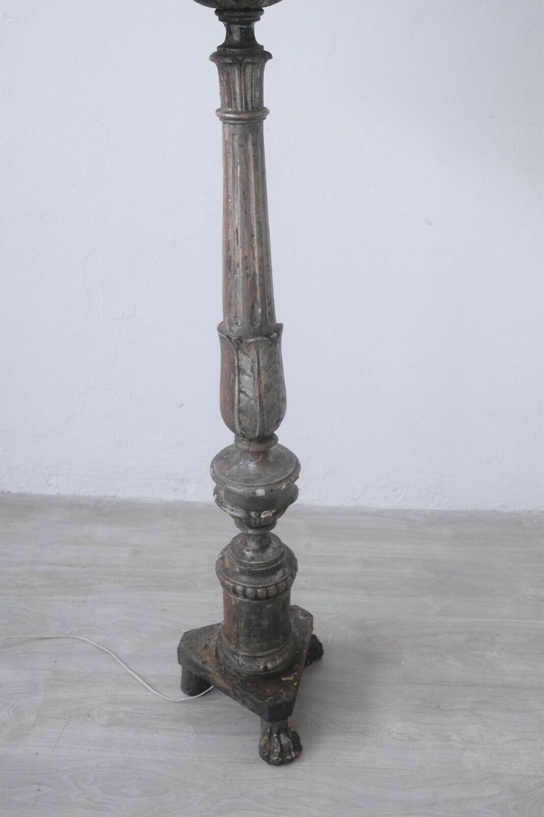 Lighting Antique Wooden Candle Holder Old Ecclesiastical Candlestick Floor Lamp 800 photo
