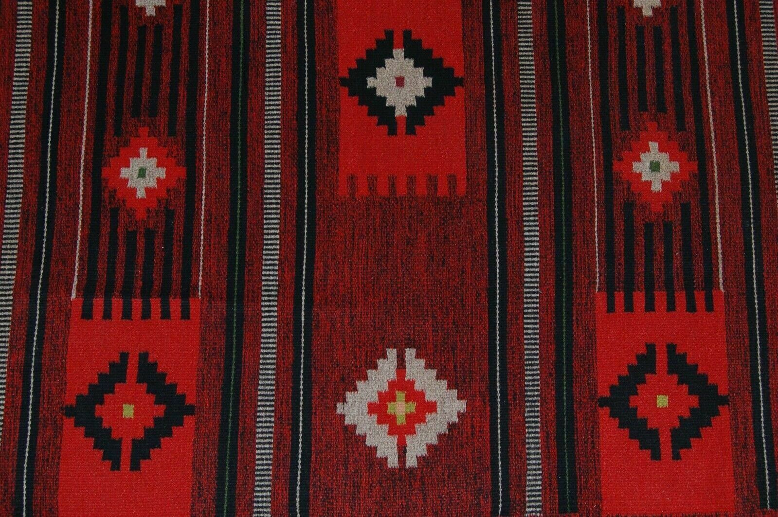 Red Burgundy Kilim Carpet With Rhombuses 245 X 155 Ethnic Oriental Well Maintained photo 106.0