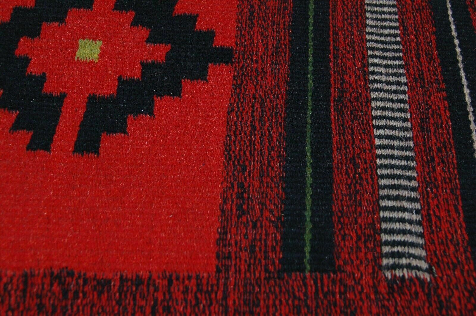 Red Burgundy Kilim Carpet With Rhombuses 245 X 155 Ethnic Oriental Well Maintained photo vinterior