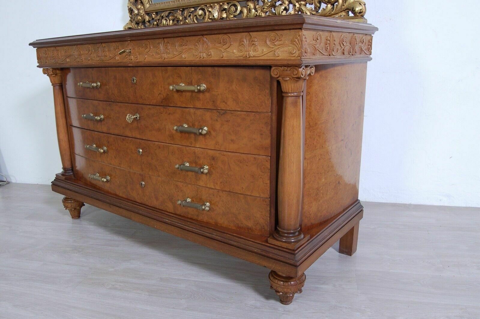 Liberty Chest Of Drawers Large Chest Of Drawers Gilt Frame Mirror Green Marble Top photo vinterior
