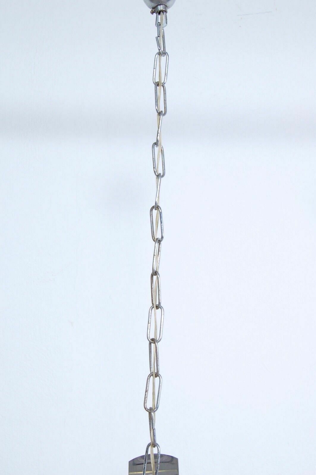 95.0 Design Chandelier From The 70s, Wood, Steel And Frosted Glass Modernity photo