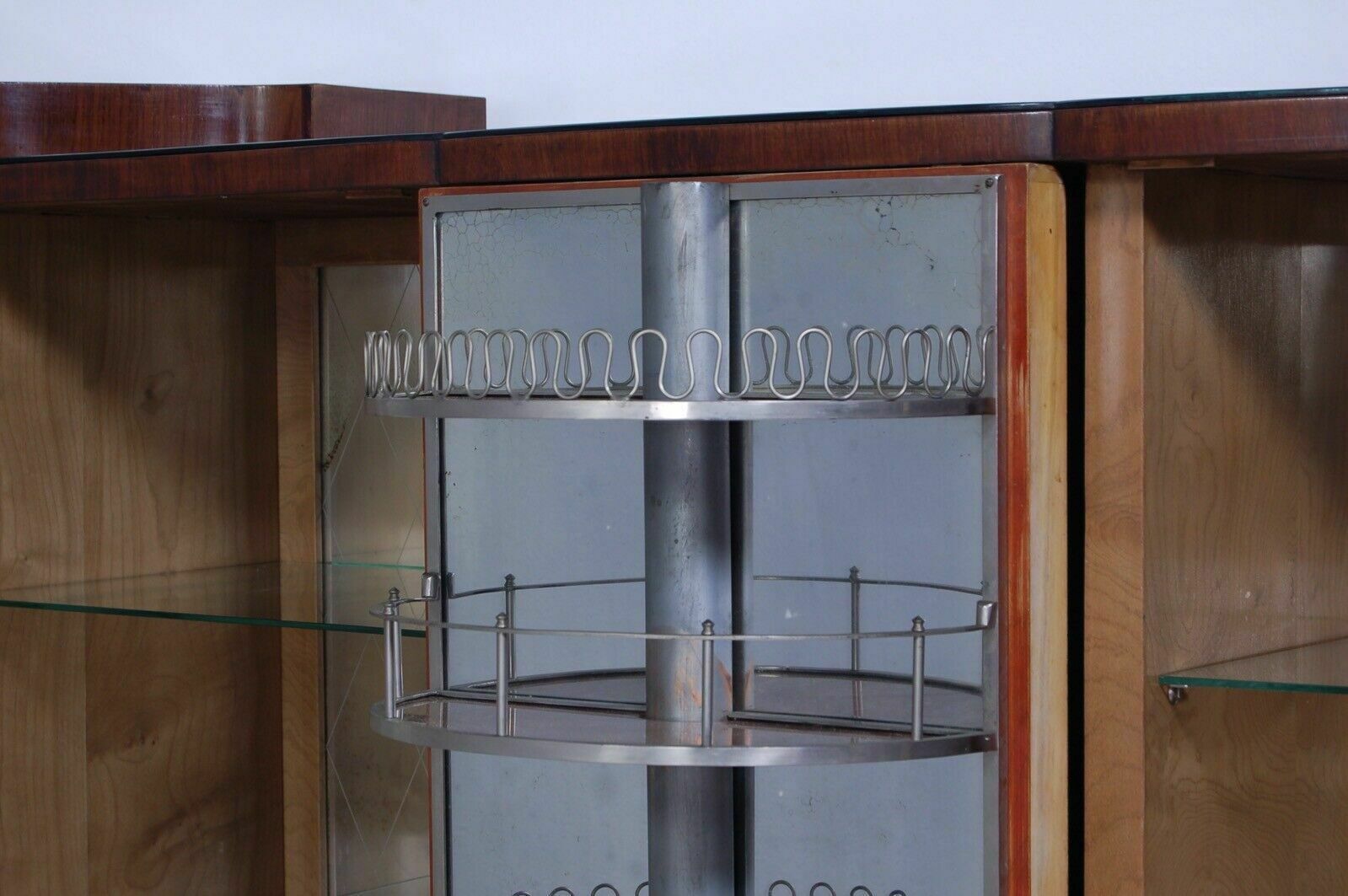 Art Decò Bar Cabinet Briar Sideboard Double Essence Showcase Revolving Door 1940s photo vinterior