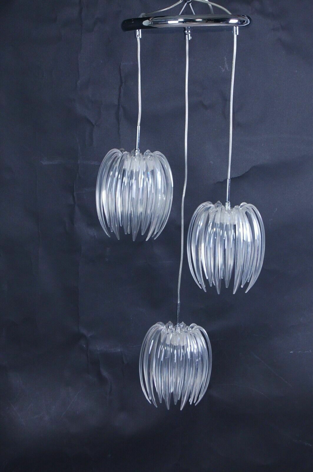 Modern Chandelier With Three Adjustable Lights Kare Design In Steel And Living Plastic photo for sale